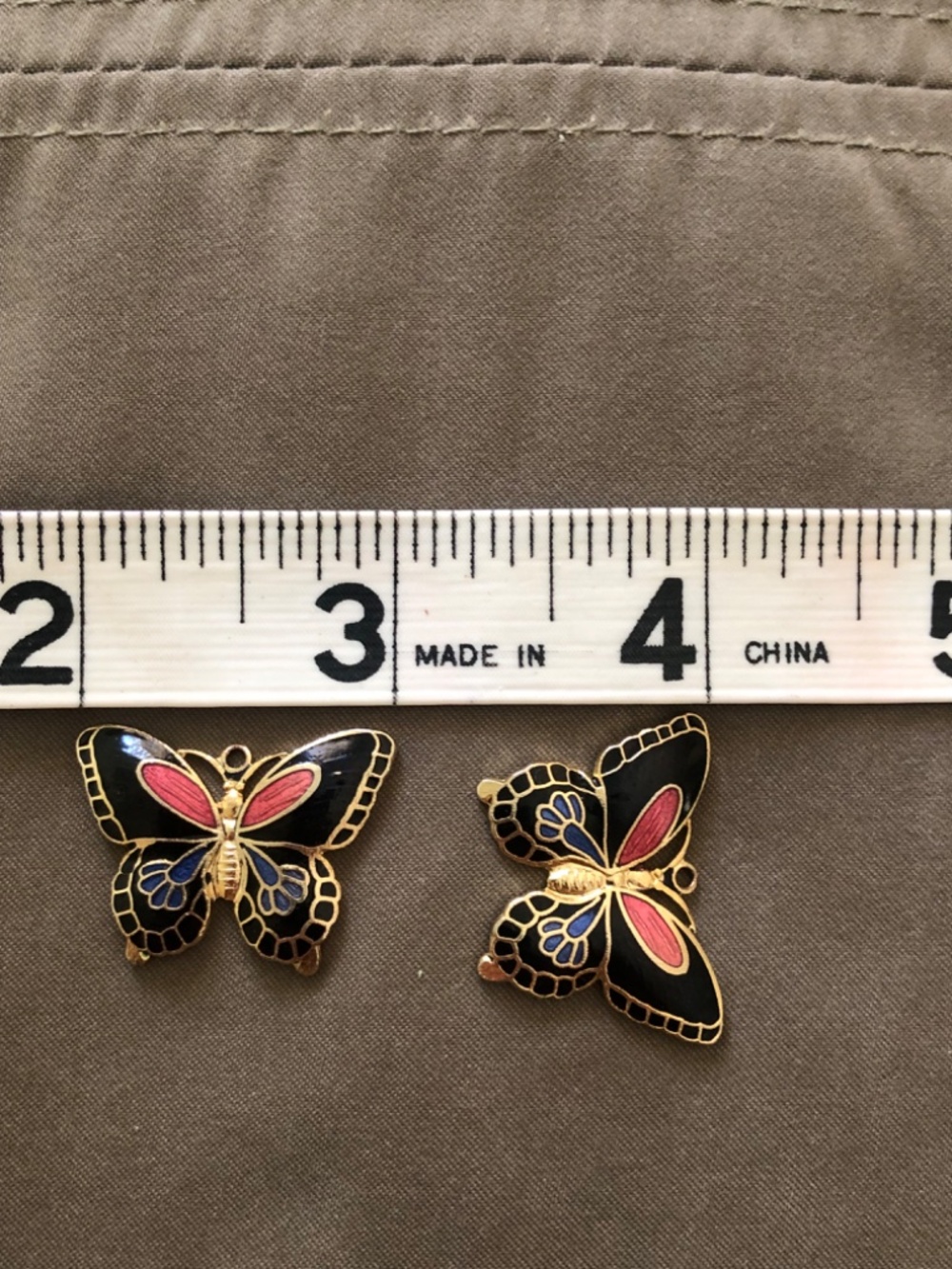 Enamel Guilloche Butterfly Earring Pendants - Picture 5 of 5